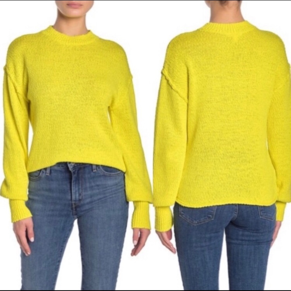 🍁🍂👢ABOUND BRIGHT NEON YELLOW MEADOW CREW NECK SWEATER NORDSTROM XXS PULLOVER